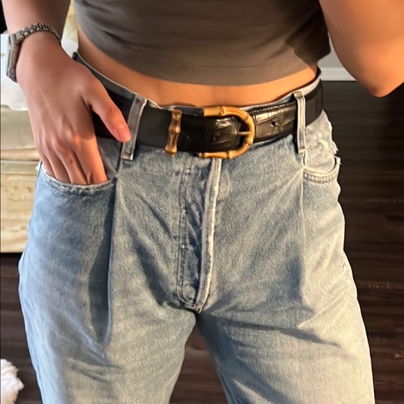 Vintage Accessories - VTG leather bamboo belt✨